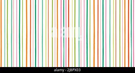 Striped pattern background banner. Vector seamless repeat border of hand drawn organic vertical stripes. Stock Vector