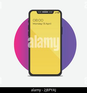 Realistic Mockup Android smartphone empty screen front on circle gradient. vector template or vector illustration Stock Vector