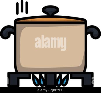 Boiling Pot Icon. Editable Bold Outline With Color Fill Design. Vector ...