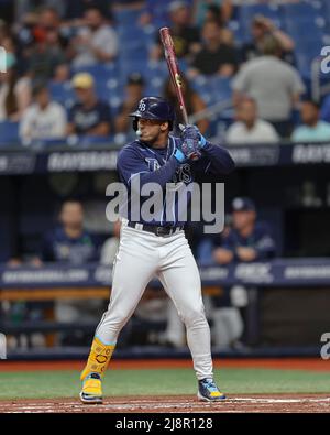 St. Petersburg, United States. 17th May, 2022. St. Petersburg, FL. USA;  Tampa Bay Rays right fielder Brett Phillips (35) prepares to hit during a  major league baseball game against the Detroit Tigers