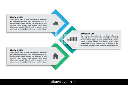 Infographic square process three (3) steps concept Stock Vector