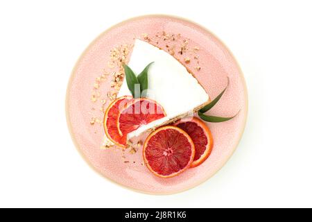 Meringue pie with citrus isolated on white background Stock Photo
