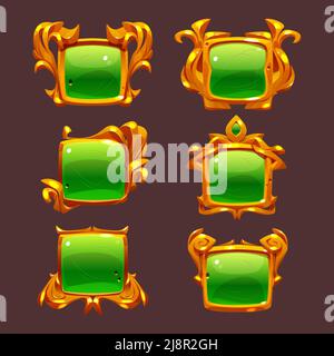 Game Ui Frames, Green Medieval Borders With Metal Silver Vignette ...