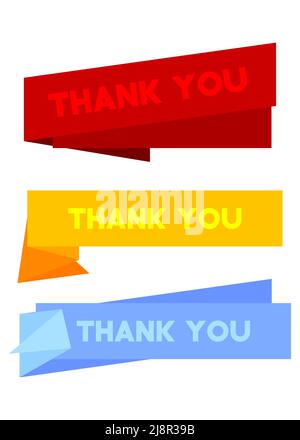 Set of ribbon with Thank You text. Banner template. Label sticker. Sign. Stock Vector