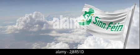 Sinn Féin flag. political party active throughout both the Republic of Ireland and Northern Ireland. Stock Photo