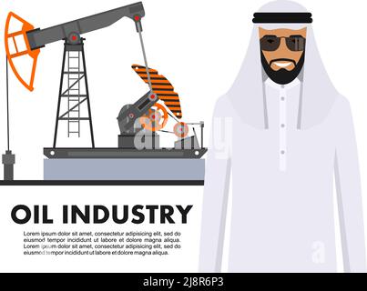 Detailed illustration of gasoline truck and oil pump in flat style on white background. Stock Vector