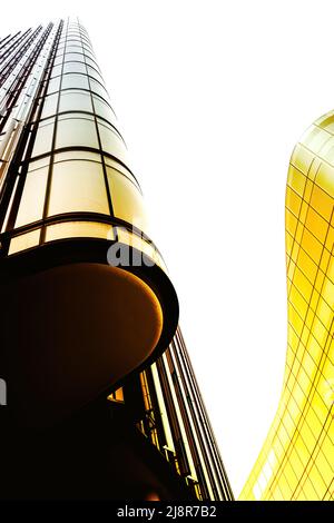 Modern architecture detail. Toned image in yellow and gold, with space for text. Stock Photo