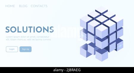 Solving puzzle. Abstract logic or information storage concept. Vector illustration Stock Vector