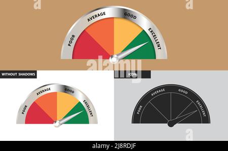 Performance rating meter indicator gauge Stock Vector