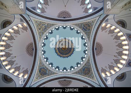 Interior Dome Detail From Grand Camlica Mosque, Istanbul, Turkey Stock Photo