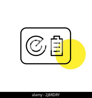 Drone ground control using a tablet. Radar looking for location and battery charge status. Pixel perfect line art icon Stock Vector