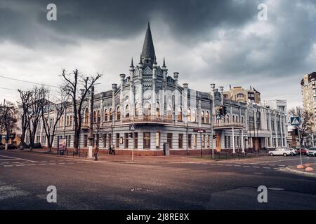 Cherkassy, Ukraine - May, 01, 2022: Scenic cityscape of Cherkasy, Ukraine. Building of former Slovia Stock Photo