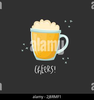 Vector illustration of a beer mug with lettering. Stock Vector