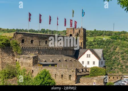 Die Ruine der Burg Rheinfels in St, Goar, Welterbe Oberes Mittelrheintal, Rheinland-Pfalz, Deutschland  |  Ruins of Rheinfels castle in St. Goar, dwor Stock Photo