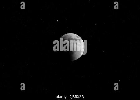 Penumbral Phase of the May 2022 Blood Moon Lunar Eclipse in Ottawa, Canada Stock Photo