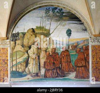 Storie di San Benedetto - Il Santo diventa abate   - affresco - Sodoma - 1505  - Monte Oliveto Maggiore (Si) ,Italia, Abbazia Olivetana Stock Photo