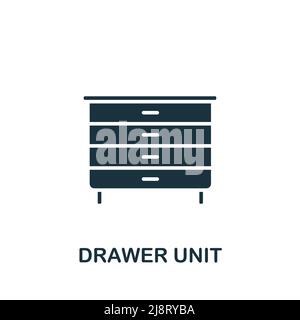 Drawer Unit icon. Monochrome simple Interior Furniture icon for templates, web design and infographics Stock Vector