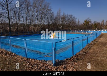 Old swimming pool for kids in Nowa Deba town in Tarnobrzeg County located in Subcarpathian Voivodeship of Poland Stock Photo