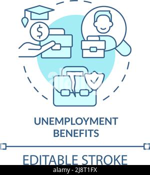 Unemployment benefits turquoise concept icon Stock Vector