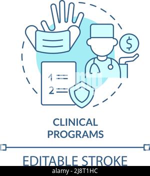 Clinical programs turquoise concept icon Stock Vector
