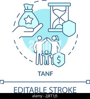 TANF turquoise concept icon Stock Vector