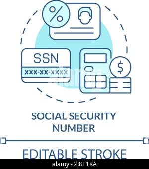 Social security number turquoise concept icon Stock Vector