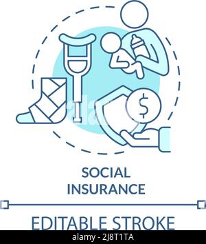 Social insurance turquoise concept icon Stock Vector