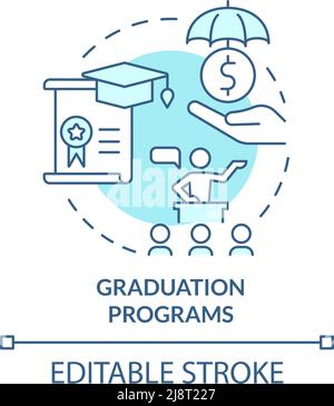 Graduation programs turquoise concept icon Stock Vector