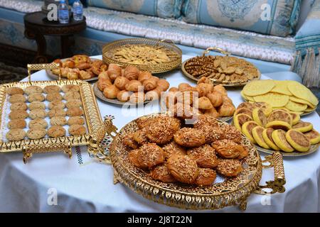 Moroccan pastries and sweets. traditional Moroccan breakfast Stock Photo