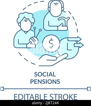 Social pensions turquoise concept icon Stock Vector