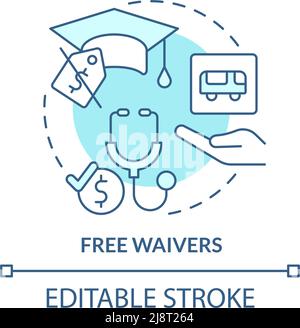 Fee waivers turquoise concept icon Stock Vector