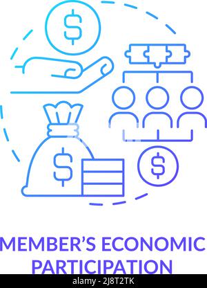 Member economic participation blue gradient concept icon Stock Vector
