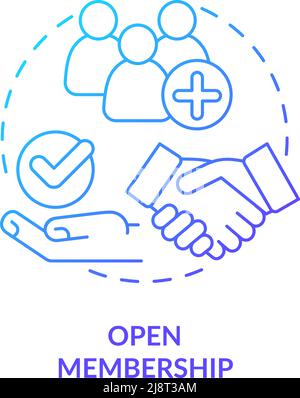 Open membership blue gradient concept icon Stock Vector