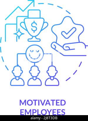 Motivated employees blue gradient concept icon Stock Vector