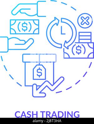 Cash trading blue gradient concept icon Stock Vector