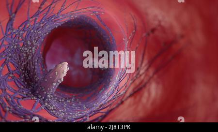 3d illustration of a cancer cell.The spread of the disease in the body. Medical concept. Stock Photo