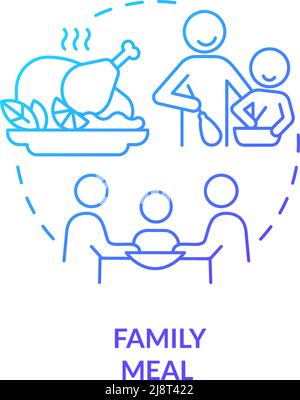 Family meal blue gradient concept icon Stock Vector