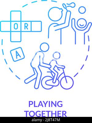 Playing together blue gradient concept icon Stock Vector