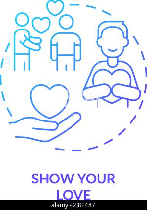 Show your love blue gradient concept icon Stock Vector
