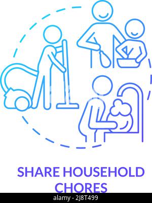 Share household chores blue gradient concept icon Stock Vector