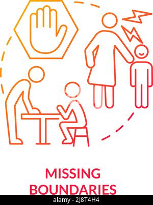 Missing boundaries red gradient concept icon Stock Vector