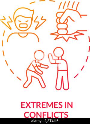 Extremes in conflicts red gradient concept icon Stock Vector