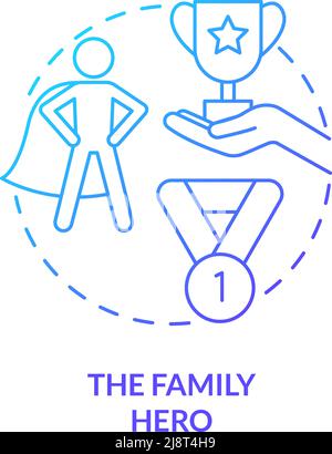 Family hero blue gradient concept icon Stock Vector