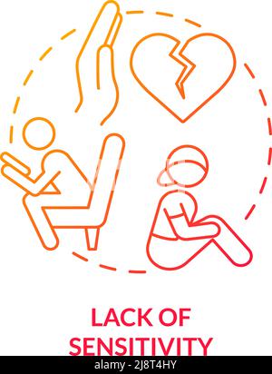 Lack of sensitivity red gradient concept icon Stock Vector