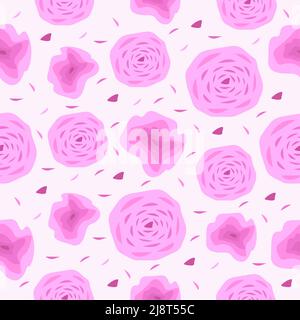 Abstract pink roses, romantic seamless pattern Stock Vector