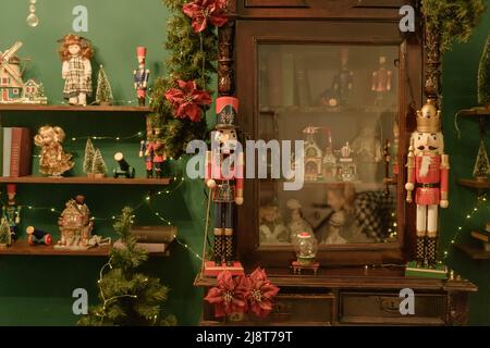 new year and christmas decor home interior in red and green colors Stock Photo