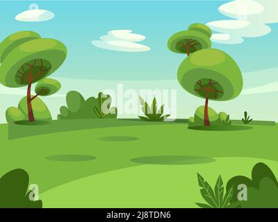 Flat cartoon forest scenery,landscape objects,city park elements vector illustration concept Stock Vector