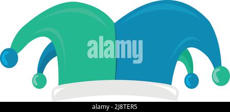 Vector illustration of green and blue color harlequin hat Stock Vector