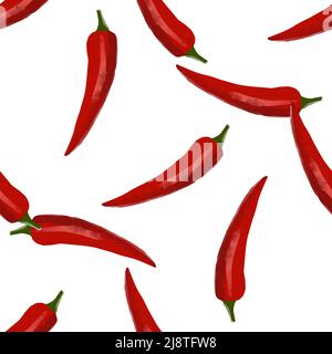 Seamless pattern with chili illustration on a white background Stock Vector