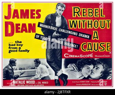 JAMES DEAN 1950's Vintage Movie Film Poster 'Rebel Without a Cause' (1955) starring James Dean Natalie Wood Sal Mineo... Stock Photo